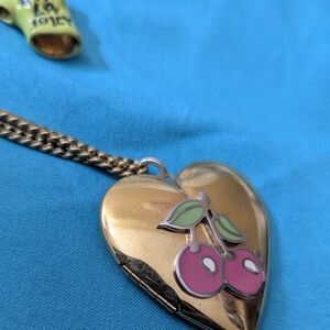 Juicy Couture Gold Heart Necklace with Pink Cherry
